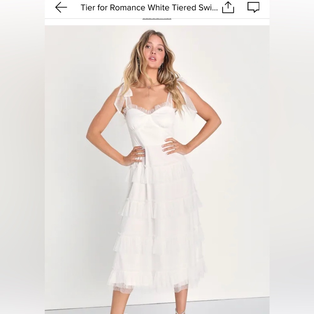Lulu's Elegant White Tiered Wedding Dress